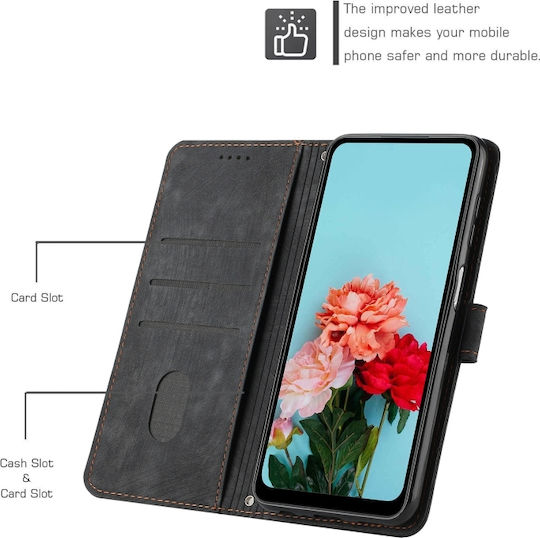 Brieftasche Leder / Silikon Schwarz (Honor X7c 4G)