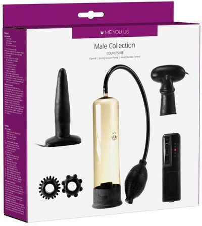 Seven Creations Male Mens Kit Multiple Sensation Пенис помпа с вибрация Черен