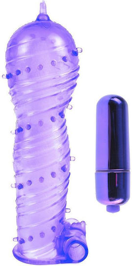 Pipedream Manșon Texturat Duo Mini Bullet Extensie De Penis Cu Vibrație Violet 14cm