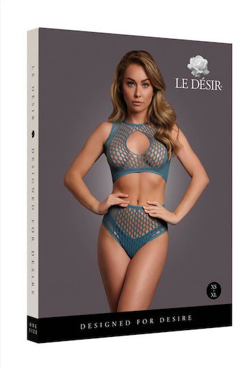Le Désir Sexy Σετ Εσωρούχων Διχτυωτό Μπλε 2τμχ