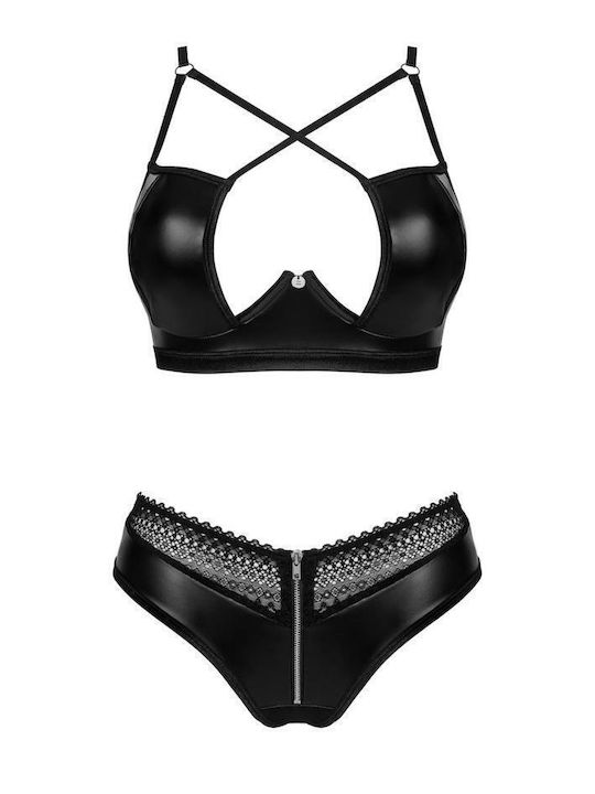 Obsessive Lace Underwear Set with Bra & Brazil Black Norides