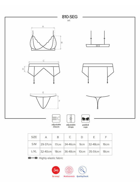 Obsessive Dantelat Set de Lenjerie Sutien cu Șir de caractere Portocaliu / Portocaliu / Portocaliu Pure Night