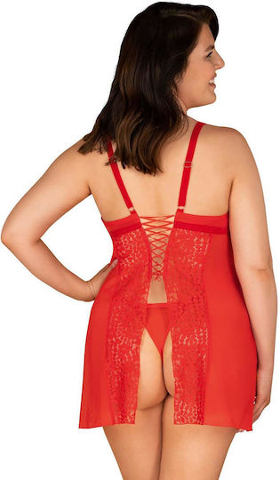 Obsessive Blossmina Sexy Σετ με Ρόμπα Chemise & Thong Red