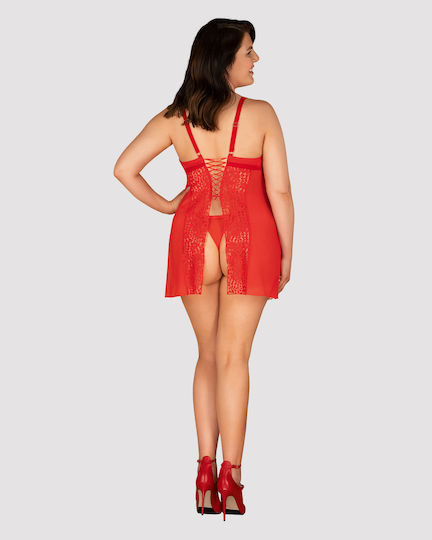 Obsessive Blossmina Sexy Σετ με Ρόμπα Chemise & Thong Red
