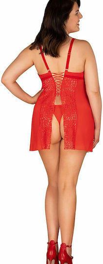Obsessive Blossmina Sexy Σετ με Ρόμπα Chemise & Thong Red