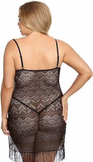 Anais Apparel Geali Plus Size Babydoll Halat Sexy Black