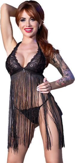 Chilirose Σετ Sexy Babydoll Babydoll With Long Fringes Black