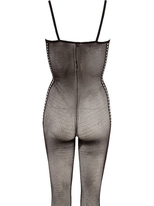 Mandy Mystery Catsuit Plasă Fără Chilot Bodystocking Sexy Cu Chilot Deschis Negru