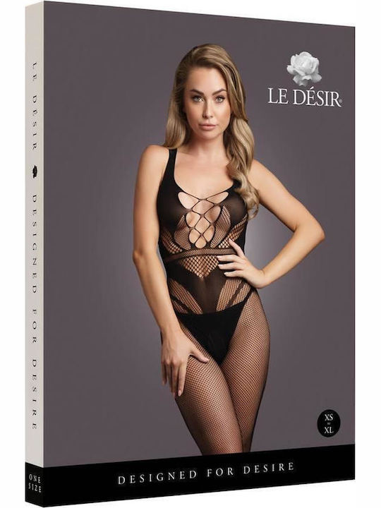 Le Désir Le Désir Bodystocking Sexy Bodystockings Mesh with Open Crotch Black