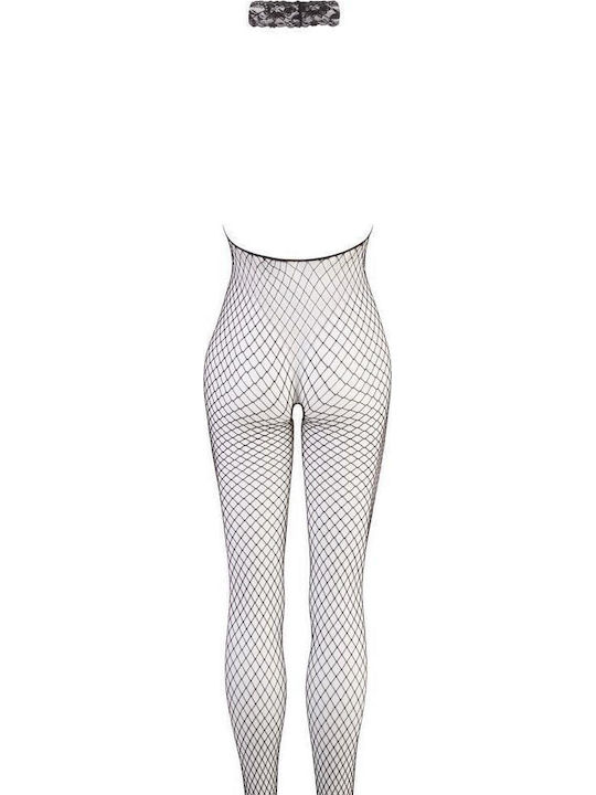 Mandy Mystery Catsuit Plasă Bodystocking Sexy Fără Chilot Negru
