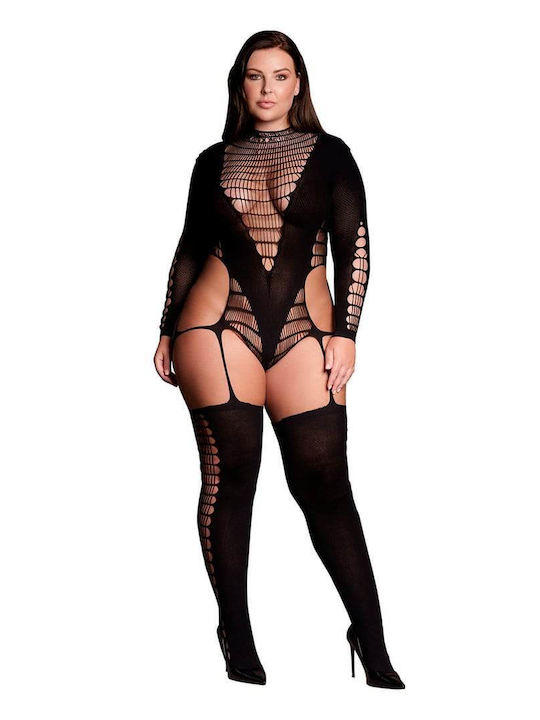 Shots Plus Size Ολόσωμο Καλσόν Διχτυωτό Μαύρο