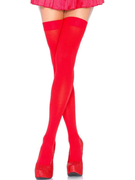 Leg Avenue 6672 Наилонови Чорапи До Бедрото Секси Червени
