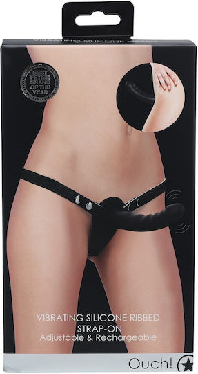 Shots Harness with Dildo 15.5cm and Vibration in Black Color