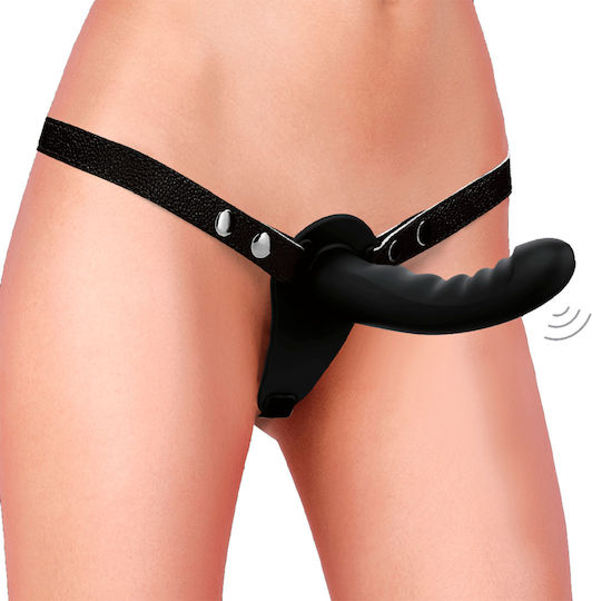 Shots Harness with Dildo 15.5cm and Vibration in Black Color
