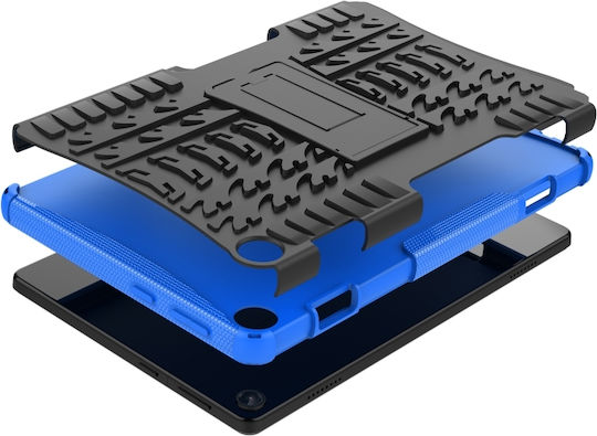 Lenovo Tab M10 3. Gen Reifenstruktur TPU + PC Tablet-Hülle Halter Blau