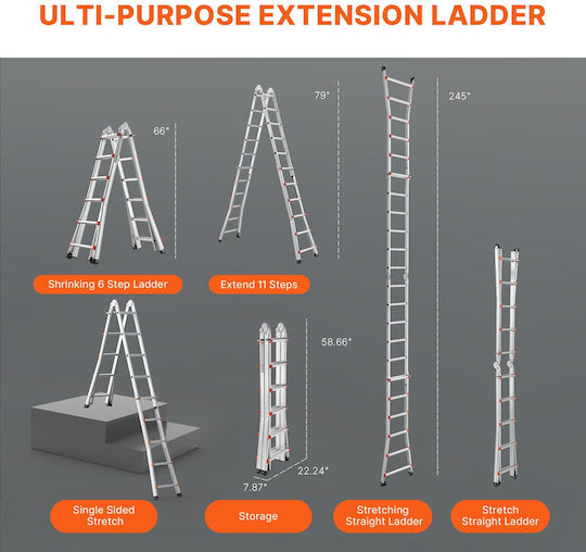 Vevor Telescoping Ladder A Frame 20 Ft Extension Multi-Function Homework