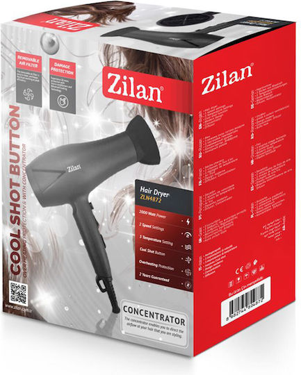 Zilan Πιστολάκι Μαλλιών 2000W Μαύρο