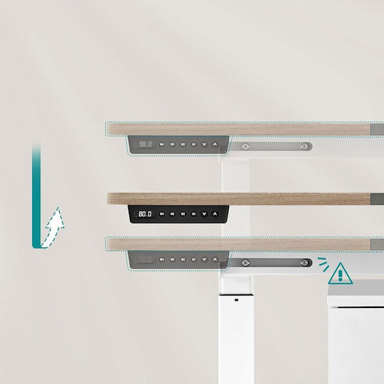 Electric Desk Wooden White with Metal Legs & Adjustable Height 140x60x72cm