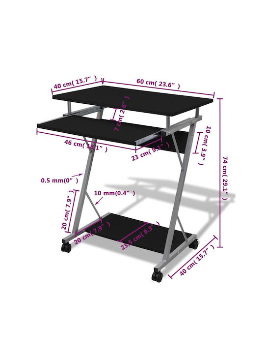 Computer Büro Holz Schwarz mit Metallbeinen 60x40x70cm