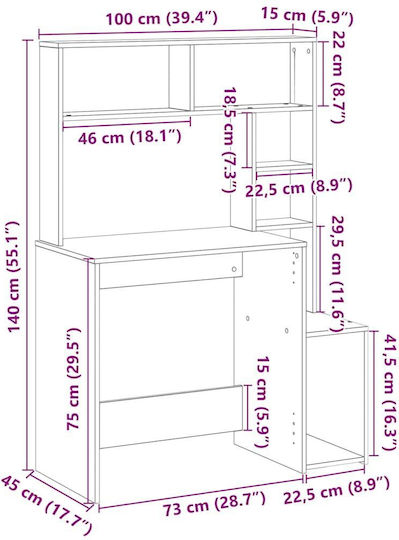 Computer Büro Holz Black 100x45x140cm