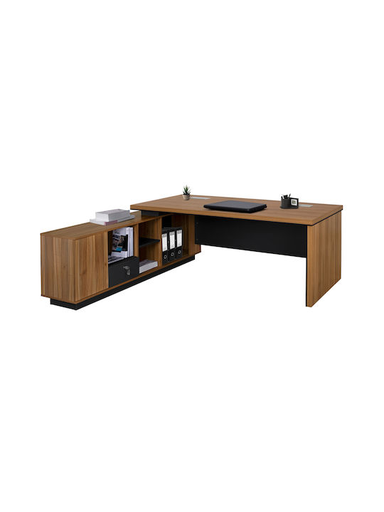 Corner Professional Office Supreme Wooden Natural 199x180x76cm