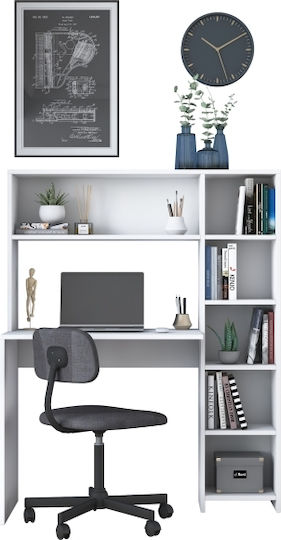Schreibtisch Rani Holz mit Bücherregal White 113.2x40x141.8cm