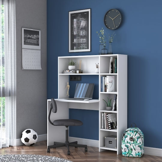 Schreibtisch Rani Holz mit Bücherregal White 113.2x40x141.8cm