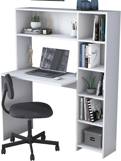 Schreibtisch Rani Holz mit Bücherregal White 113.2x40x141.8cm