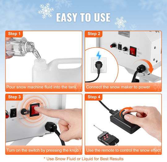Vevor Snow Machine 1200w Snow Making Machine Ρυθμιζόμενο Ύψος Βάσης