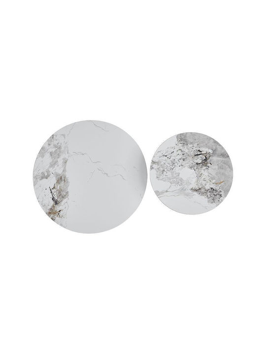 Masa De Cafea Centrală Rotundă 6052 Metalică Albă 2 Buc M70xL70xÎ50cm