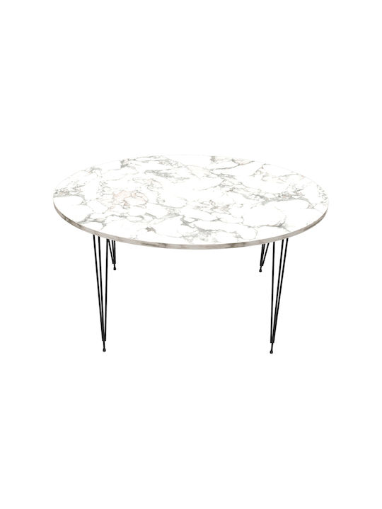 Oval Coffee Table Granit Wooden White Marble L90xW50xH42cm.