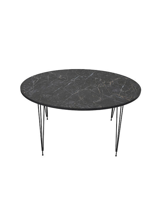 Oval Coffee Table Granit Wooden Black Marble L90xW50xH42cm.