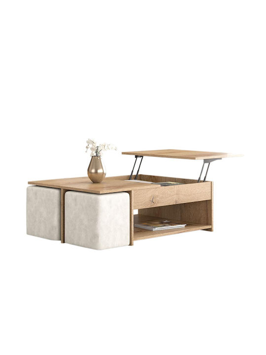 Rectangular Central Coffee Table No6 Wooden with Lifting Mechanism Gray W120xL75xH40cm N6STAXTI