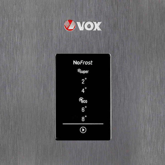 Vox Electronics Fridge-Freezer 367lt NoFrost H201xW59.5xD65cm Inox NF 3835 IXE