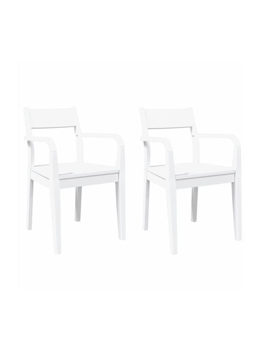 Dining Room Wooden Chair White 51x57x80.5cm 2pcs