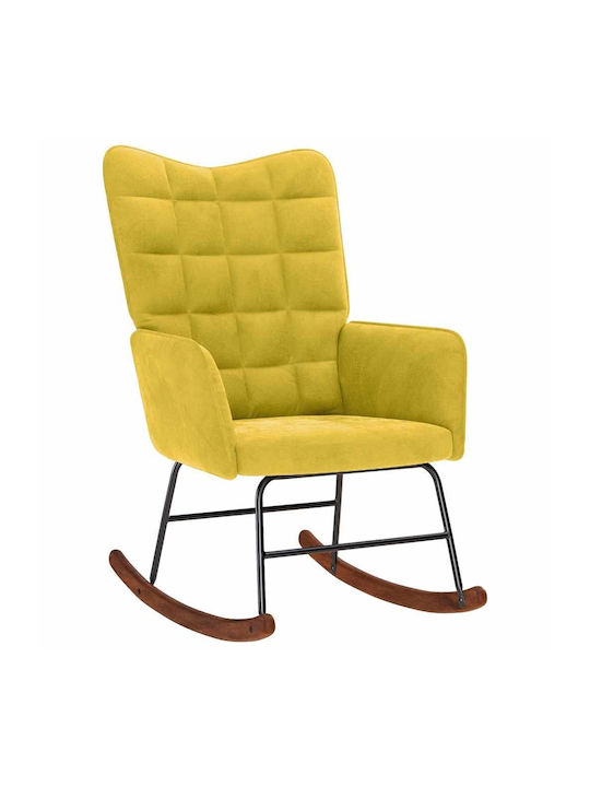 Πολυθρόνα Κουνιστή Βελούδινη Κίτρινο 61x78x98cm