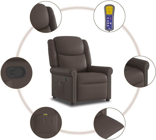 Relaxsessel Friseurwaschbecken mit Fußhocker aus echtem Leder Coffee 77x92.5x99cm