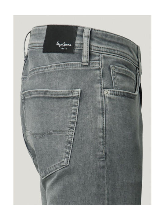 London Stanley Men's Elastic Jeans Pants with Slim Tapered Fit Gray