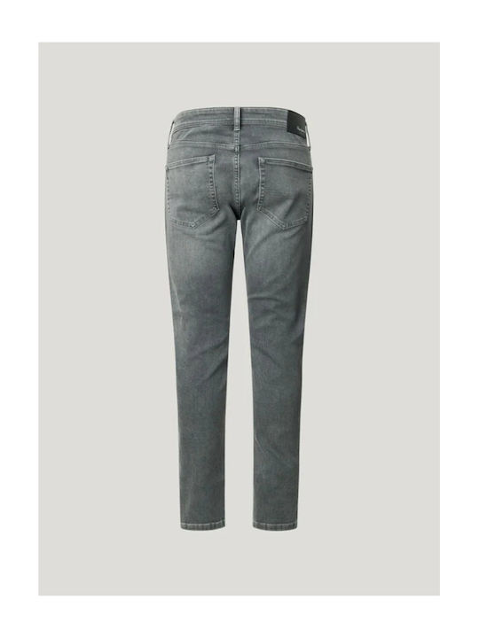 London Stanley Men's Elastic Jeans Pants with Slim Tapered Fit Gray
