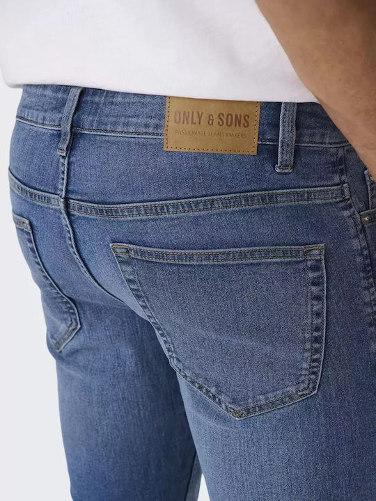 Men's Slim Fit Elastic Jeans Pants Medium L.t Blue Denim