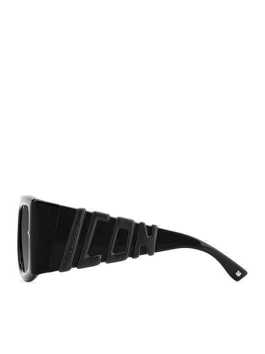 Dsquared2 Icon Unisex Sunglasses with Black Plastic Frame and Black Lens ICON 0024/S 8079O
