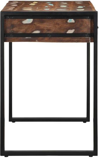 Birou din Lemn Masiv Multicolor cu Picioare Metalice 100x50x75cm