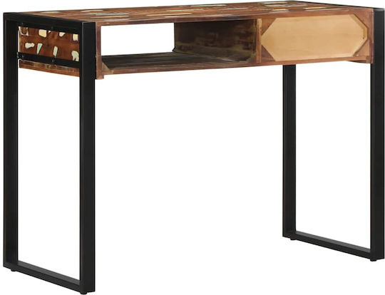 Birou din Lemn Masiv Multicolor cu Picioare Metalice 100x50x75cm