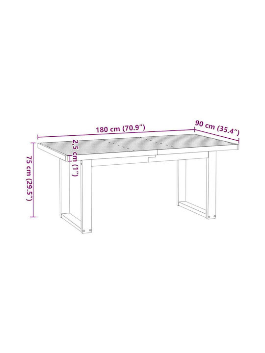 Table Dining Room from Solid Wood Coffee 180x90x75cm