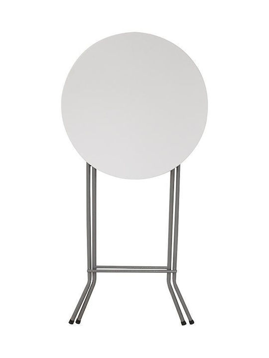 Outdoor Bar Foldable Table with Plastic Surface and Metal Frame White 61x61x110cm
