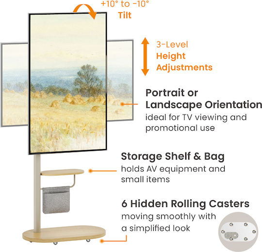 Brateck FS54-22T-02W TV Mount Floor up to 43" and 15kg Silver