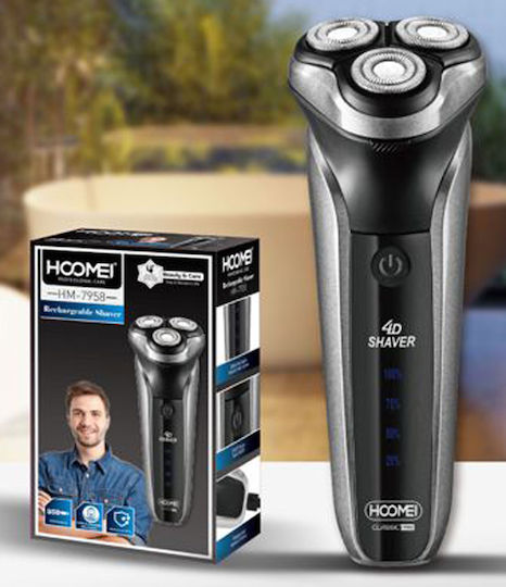 Hoomei Grey HM-7958 Rotating Electric Shaver Face Rechargeable