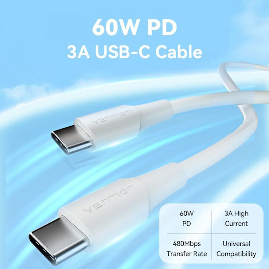Vention USB 2.0 Kabel USB-C männlich - USB-C 60W Weiß 1m TAXWF