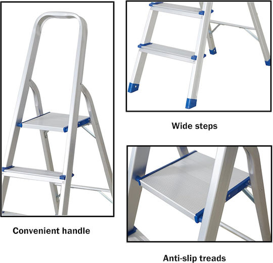 Home Use Step Ladder Aluminum 3 Steps 17cm
