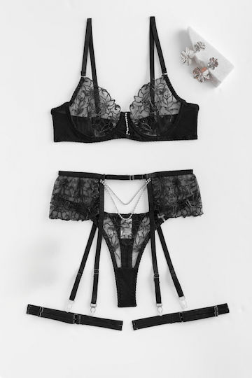 Decoro Sexy Dessous-Sets Mit Spitze & Straps Schwarz
